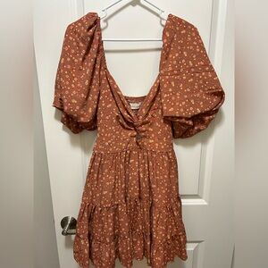 Altar'd State Rust Floral Long Sleeve Dress